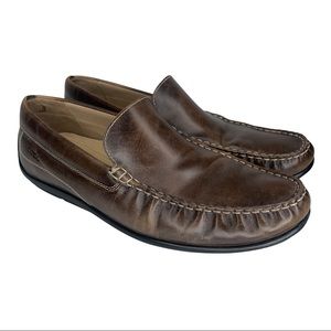 Ecco Mens Slip On Driving Loafers Moc Shoes Brown Leather EU 46 - US 12/12.5